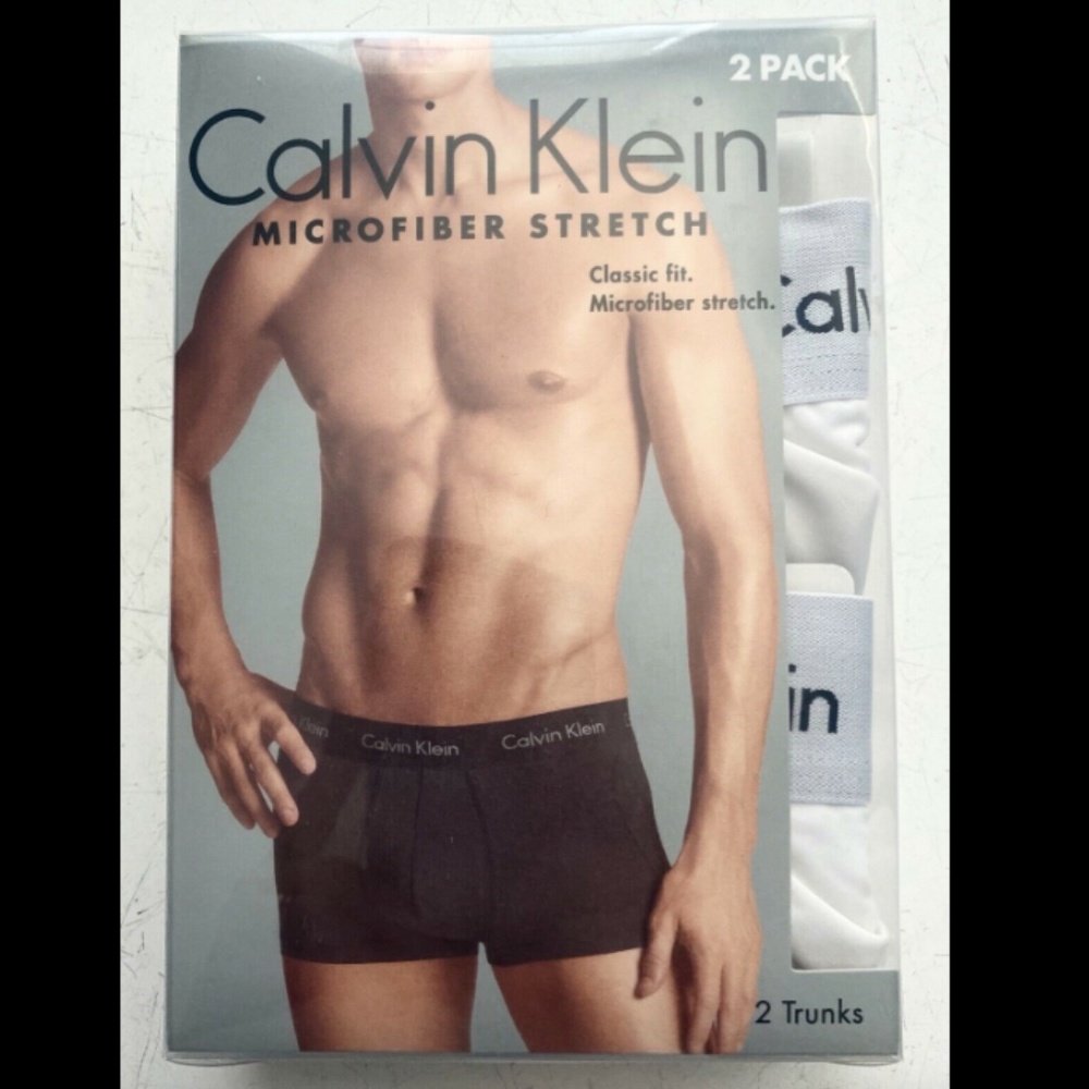 Calvin Klein New NIP Microfiber Stretch 2 Pack White Trunk Underwear NP1907O